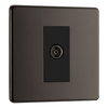 BG Nexus Flatplate Screwless Black Nickel 1 Gang Single Isolated Co-Axial Socket - FBN62