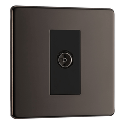 BG Nexus Flatplate Screwless Black Nickel 1 Gang Single Isolated Co-Axial Socket - FBN62