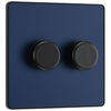 BG Evolve Matt Blue Trailing Edge LED 200W Double Dimmer Switch 2-Way Push On/Off - PCDDB82B