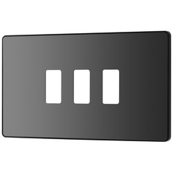 BG Evolve 3 Gang Grid Front Plate - Black Chrome (Black) - RPCDBC3B