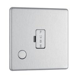 BG Nexus Flatplate Screwless Brushed Steel 13A 2-Pole Unswitched Fused Spur With Flex Outlet - FBS55