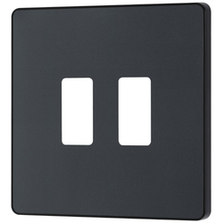 BG Evolve 2 Gang Grid Front Plate - Matt Grey (Black) - RPCDMG2B
