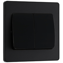 BG Evolve Matt Black Double Light Switch 20A 16AX 2 Way Wide Rocker - PCDMB42WB