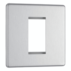 BG Flat Plate Brushed Steel 1 Mod Sq Front Plate - FBSEMS1