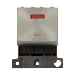 Click Scolmore MiniGrid 20A Double-Pole Ingot & Neon Oven Switch Satin Chrome - MD023SC-OV