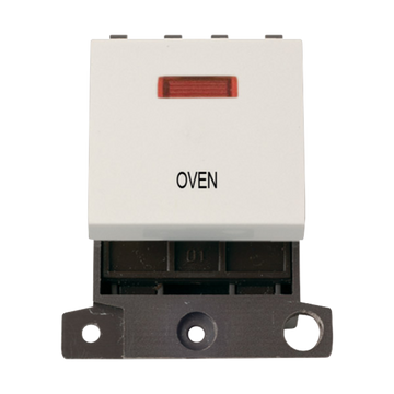 Click Scolmore MiniGrid 20A Double-Pole Ingot & Neon Oven Switch White - MD023PW-OV