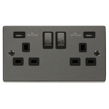 Click Scolmore Deco 4.2A USB 2 Gang Plug Socket - VPBN580BK