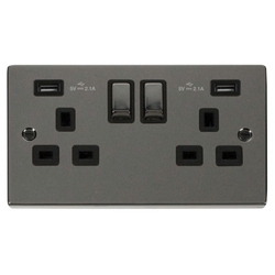 Click Scolmore Deco 4.2A USB 2 Gang Plug Socket - VPBN580BK