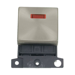 Click Scolmore MiniGrid 20A Double-Pole Switch Ingot Module & Neon Satin Chrome - MD023SC