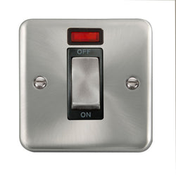 Click Scolmore Deco Plus Satin Chrome 1 Gang Double Pole Switch 45A With Black Ingot - DPSC501BK