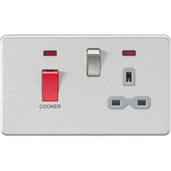 MLA Knightsbridge 45A DP 13A Socket W/Neons Brushed Chrome W/Grey Insert - SFR8333NBCG