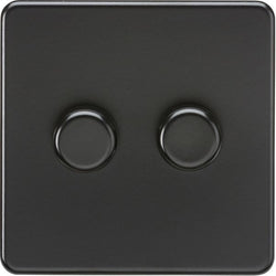 Knightsbridge Screwless 2G 2-way 10-200W (5-150W LED) trailing edge dimmer - Matt Black - SF2182MBB