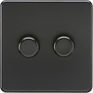 Knightsbridge Screwless 2G 2-way 10-200W (5-150W LED) trailing edge dimmer - Matt Black - SF2182MBB