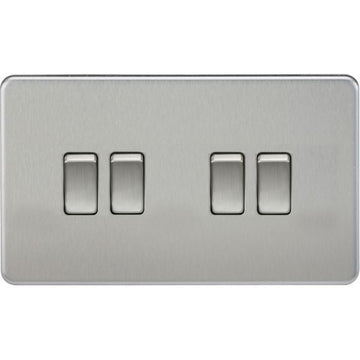 Knightsbridge Screwless 10AX 4G 2-Way Switch - Brushed Chrome - SF4100BC
