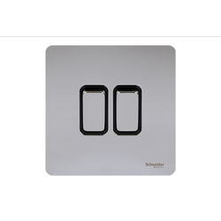Schneider USFP 16AX 2G 2W Switched Black Insert - Polished Chrome - GU1422BPC