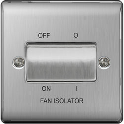 BG Nexus Metal Brushed Steel Triple Pole Fan Isolator Switch, 10A - NBS15