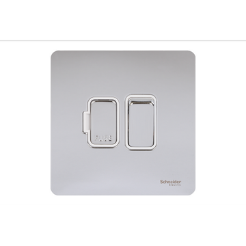 Schneider USFP 13A Switched Fused Spur White Insert Polished Chrome - GU5410WPC