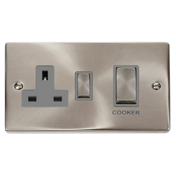 Click Scolmore Deco Ingot 45A Cooker Switch Unit with 13A 2 Pole Switched Socket - VPSC504GY