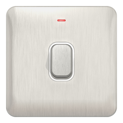 Schneider LSD 20AX Double Pole Switched LED Indicator White Insert Stainless Steel - GGBL2011WSS