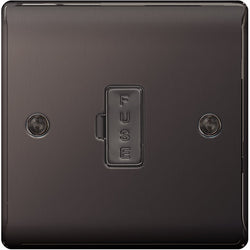 BG Nexus Metal Black Nickel Unswitched 13A Fused Connection Unit - NBN54