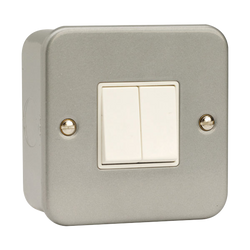 Click Scolmore Essentials Metal Clad 2 Gang 2 Way 10A Switch - CL012