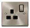 Click Scolmore Deco Satin Chrome 1 Gang Double Pole Switch 13A With Black Ingot - VPSC535BK