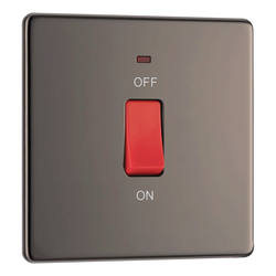 BG Screwless Flatplate Black Nickel 45A Square Cooker Control Unit With Power Indicator - FBN74