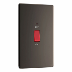 BG Screwless Flatplate Black Nickel 45A Rectangular Cooker Control Unit With Power Indicator - FBN72
