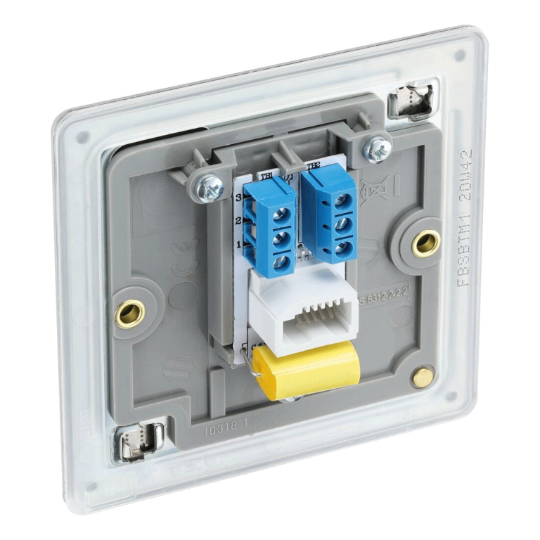 BG Screwless Flatplate Brushed Steel Single Master Telephone Socket ...