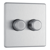 BG Screwless Flatplate Brushed Steel Double Intelligent Led Dimmer Switch, 2-Way Push On/Off - FBS82