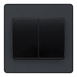 BG Evolve Matt Grey Double Light Switch 20A 16AX 2 Way Wide Rocker - PCDMG42WB