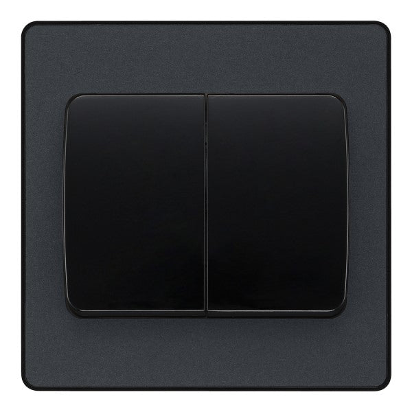 BG Evolve Matt Grey Double Light Switch 20A 16AX 2 Way Wide Rocker - P ...