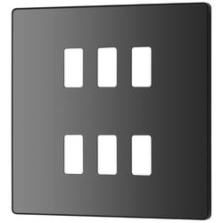 BG Evolve 6 Gang Grid Front Plate - Black Chrome (Black) - RPCDBC6B