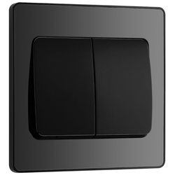 BG Evolve Black Chrome Double Light Switch 20A 16AX 2 Way Wide Rocker - PCDBC42WB