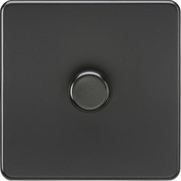 Knightsbridge Screwless 1G 2-way 10-200W (5-150W LED) trailing edge dimmer - Matt Black - SF2181MBB