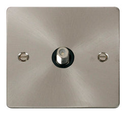 Click Scolmore Define Brushed Steel 1 Gang Coaxial Outlet With Black - FPBS156BK