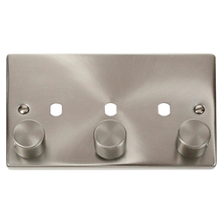 Click Scolmore Deco  3 Gang 1200W Max 3 Unfurnished Dimmer Plate and Knob - VPSC153PL