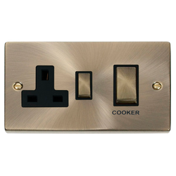Click Scolmore Deco Ingot 45A Cooker Switch Unit with 13A 2 Pole Switched Socket - VPAB504BK
