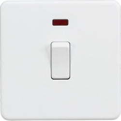 Knightsbridge Screwless 20A 1G DP Switch with Neon - Matt White - SF8341NMW