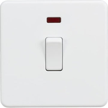 Knightsbridge Screwless 20A 1G DP Switch with Neon - Matt White - SF8341NMW
