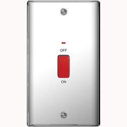 BG Nexus Metal Polished Chrome Double Cooker Switch with Power Indicator 45A - NPC72