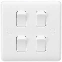 Knightsbridge Curved Edge 10AX 4G 2-Way Switch (on single plate) - White - CU4101