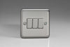 Varilight Classic 3 Gang Rocker Switch with Decorative Insert (Triple XS3D) - Matt Chrome - XS3D