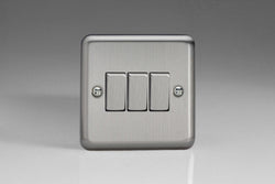 Varilight Classic 3 Gang Rocker Switch with Decorative Insert (Triple XS3D) - Matt Chrome - XS3D