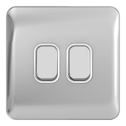 Schneider LSD 10AX 2G 2W Switch White Insert - Polished Chrome - GGBL1022WPC
