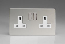Varilight 2 Gang 13A Double Pole Switched Socket with Metal Rockers - XDC5WS