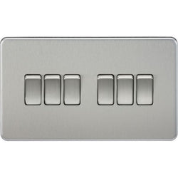 Knightsbridge Screwless 10AX 6G 2-way Switch - Brushed Chrome - SF4200BC