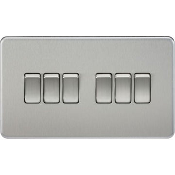 Knightsbridge Screwless 10AX 6G 2-way Switch - Brushed Chrome - SF4200BC