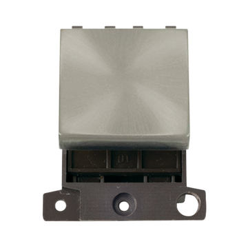 Click Scolmore MiniGrid 250V 32A Double-Pole Switch Module Satin Chrome - MD032SC