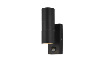 Forum Leto Wall GU10 Up/Downlight with PIR IP65 - Black - ZN-29179-BLK